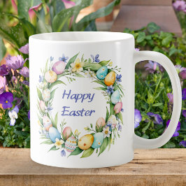 Taza De Café Bonito Floral Wreath Eggys personalizados de Pascu
