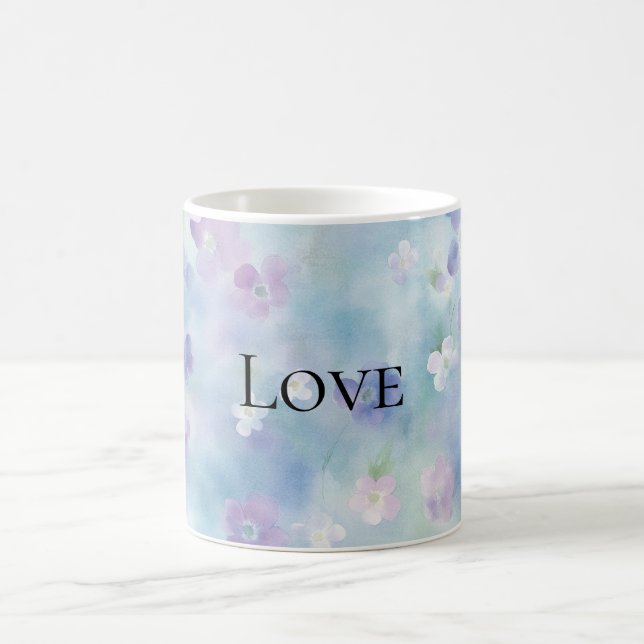Taza De Café Bonito Flores Blancas Moradas Amor (Centro)