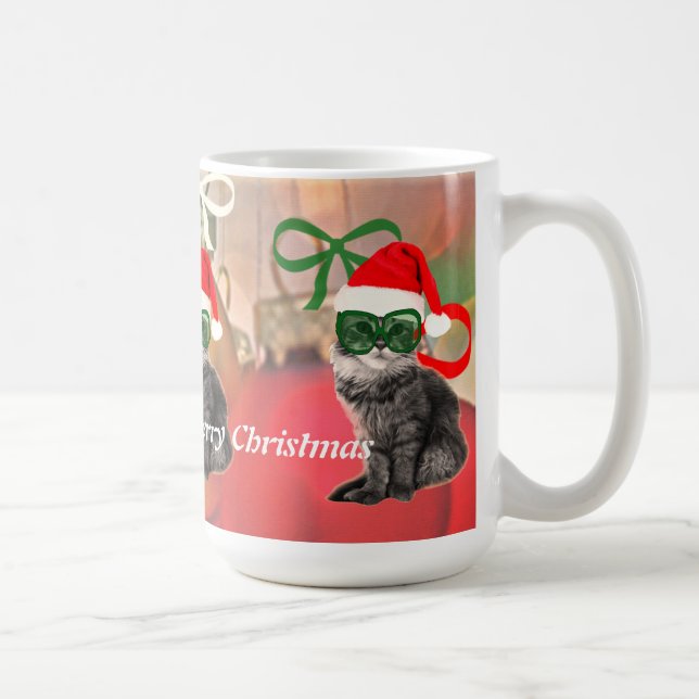 Taza De Café Bonito gato santa con sombrero santa (Derecha)