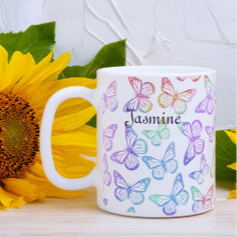 Taza De Café Bonito Girly Pastel Patrón de mariposa Irlandesí
