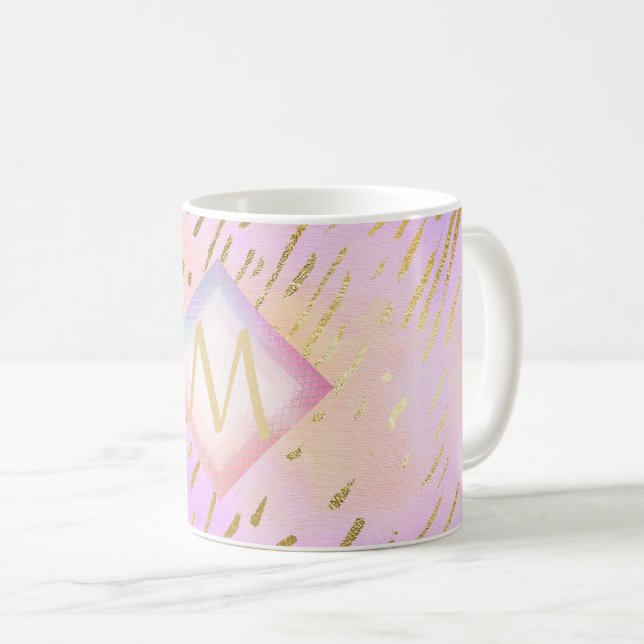 Taza De Café Bonito Girona Purpurina Lluvia de oro rosa (Anverso derecho)