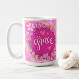 Taza De Café Bonito Gracia Rosa Inspirando Un Arte De Palabra