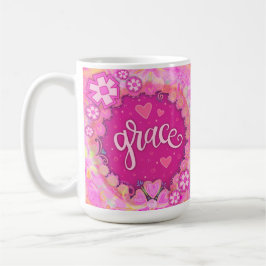 Taza De Café Bonito Gracia Rosa Inspirando Un Arte De Palabra