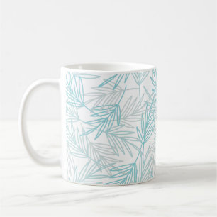 Taza De Café Bonito Gris Y Azul Leafy
