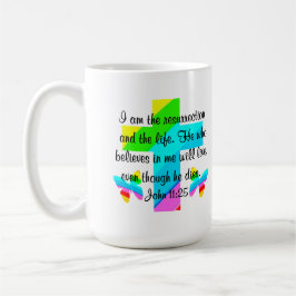TAZA DE CAFÉ BONITO JOHN 11:25 RAINBOWS Y MARIPOSAS