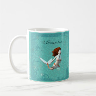 Taza De Café Bonito Koi Sirena Nadando Subacuática