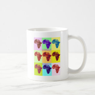 Taza De Café Bonito Mapa Africano Colorido Diseño de Patrón Pop