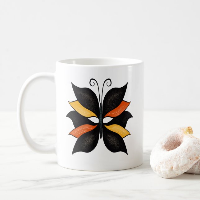 Taza De Café Bonito Mariposa Resumen Arte (Con donut)