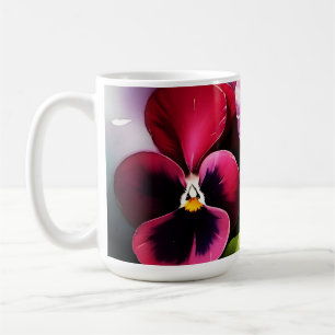 Taza De Café Bonito maroon daek pansies rojos pintura acuarela