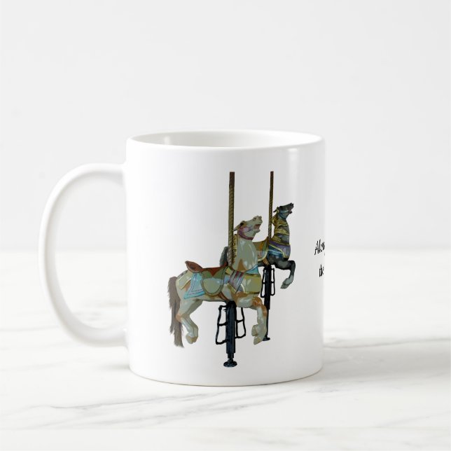 Taza De Café Bonito Merry Go Round Carousel Horses Cita (Izquierda)