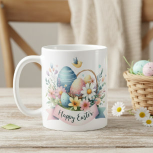 Taza De Café Bonito Pastel Watercolor Florals Feliz Pascua