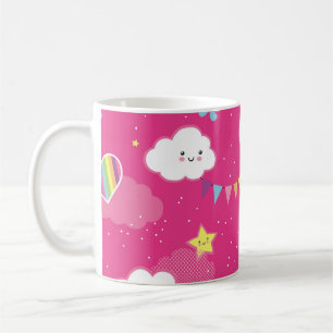 Taza De Café Bonito patrón de repetición del cielo arcoiris ros