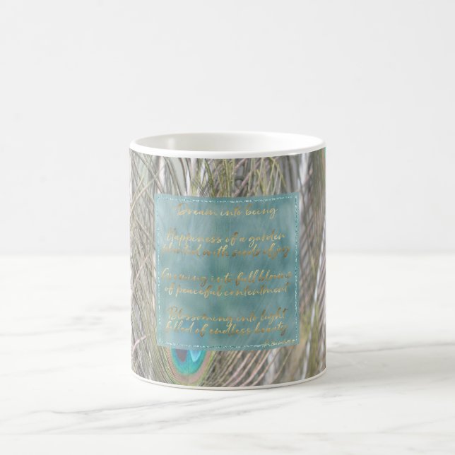 Taza De Café Bonito Peacock Feathers Gold Dream Poema (Centro)