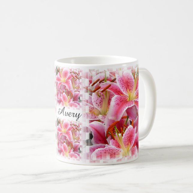 Taza De Café Bonito Pink Lilies (Anverso derecho)