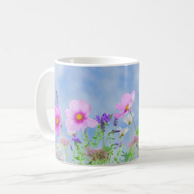 Taza De Café Bonito Pink Wild Flower Meadow (Anverso izquierdo)