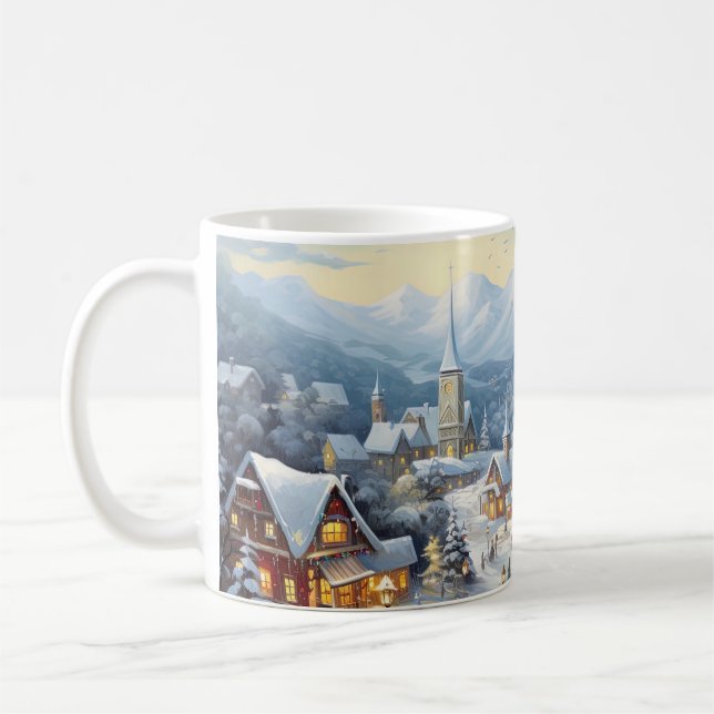 Taza De Café Bonito pueblo en un día de Navidades (Izquierda)