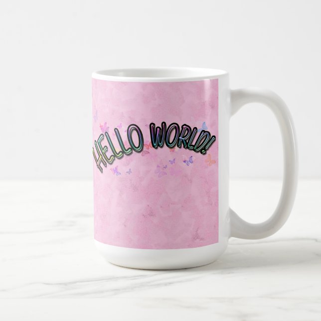 Taza De Café Bonito Rainbow Hello World (Derecha)