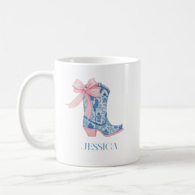 Taza De Café Bonito Rosa y Azul Chinoiserie Bow Daughter (Izquierda)