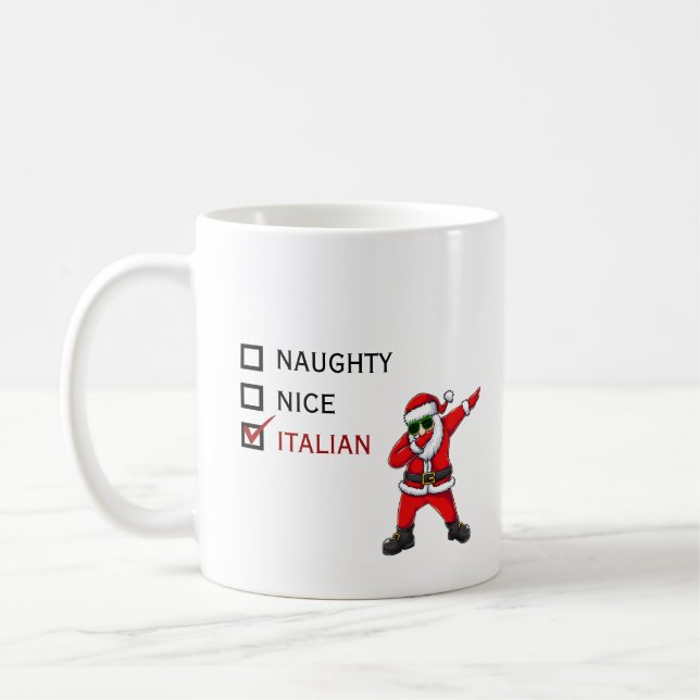 Taza De Café Bonito Santa Naughty italiano gracioso (Izquierda)