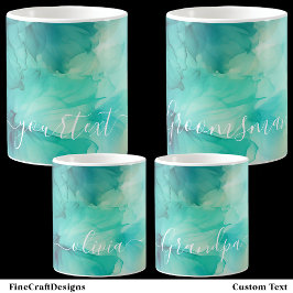 Taza De Café Bonito Script Text Template Verde azulado color de