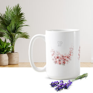 Taza De Café Bonito simple acuarela Café Floral Rosa Mug