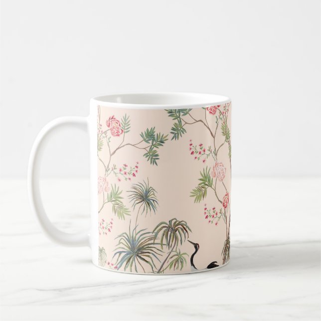 Taza De Café Bonito tapiz de estilo chinoiserie exótico. Dibujo (Izquierda)