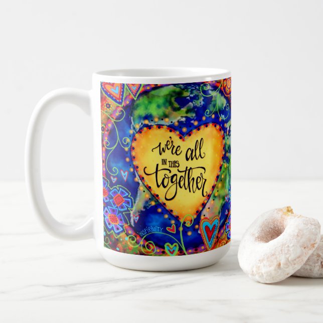Taza De Café Bonito Todos Estamos En Esta Cita Juntos (Con donut)
