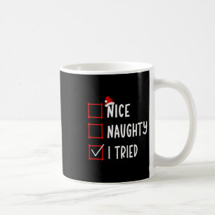 Taza De Café Bonito Travieso Intenté Divertida Lista De Navidad