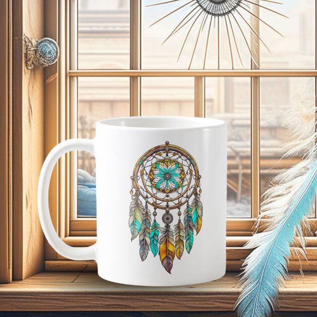 Taza De Café Bonito Verde azulada y Brown Dreamcatcher (Subido por el creador)