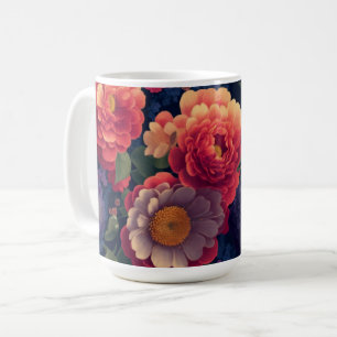 Taza De Café Bonito vintage Naranja rojo mamá púrpura peony flo