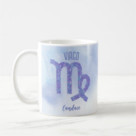 Taza De Café Bonito Virgo Astrología Rótulo Púrpura Personaliza