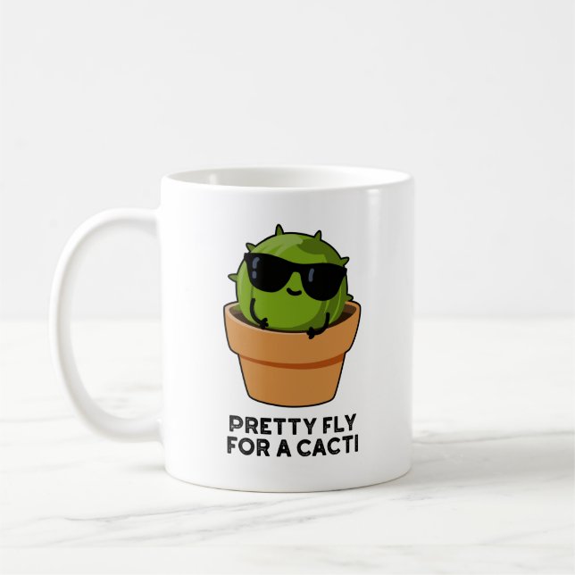Taza De Café Bonito Volar Por Cacti Funny Cactus Pun (Izquierda)