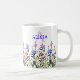 Taza De Café Bonito Watercolor Flores silvestres | Tu nombre |