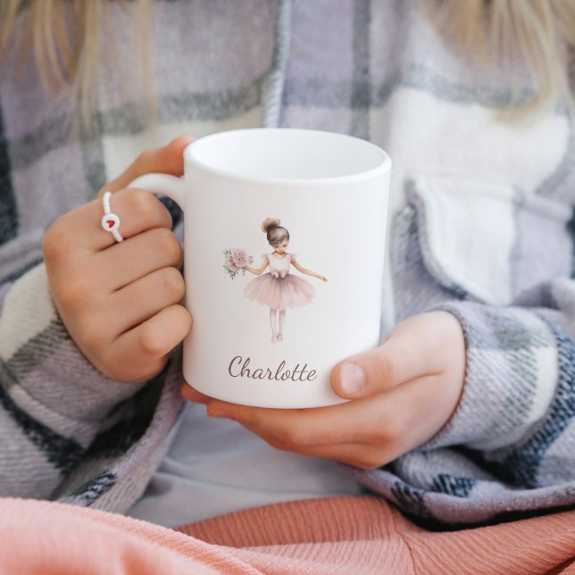 Taza De Café Bonito Whimsical Ballerina Floral Nombre del niño (Subido por el creador)