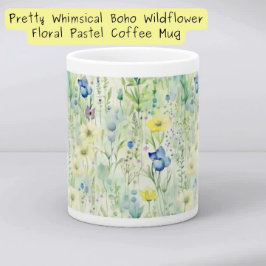Taza De Café Bonito Whimsical Boho Wildflower Floral Pastel