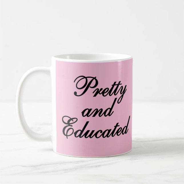 Taza De Café Bonito y educación - regalo de bebé rosado (Izquierda)