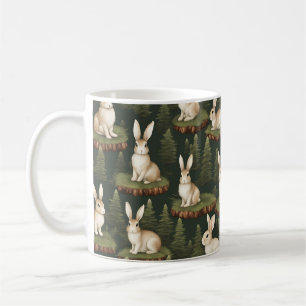 Taza De Café Bonitos Bunnids Divertidos Sobre El Fondo Eververd