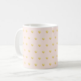 Taza De Café Bonitos Corazones de Oro Faux en un Rubor pálido