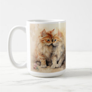 Taza De Café BONITOS GATITOS TABBY ESponjosos DE ACUARELA