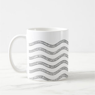 Taza De Café Bonitos Olas de plata + tu fondo, texto e ideas
