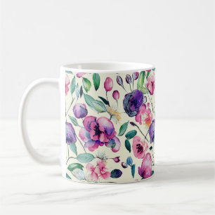 Taza De Café Bonitos Rosa Y Flor Púrpura
