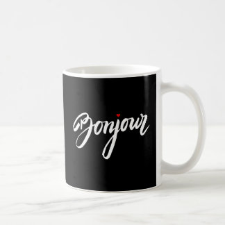 Taza De Café Bonjour con corazón rojo