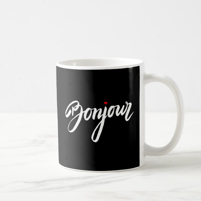 Taza De Café Bonjour con corazón rojo (Derecha)
