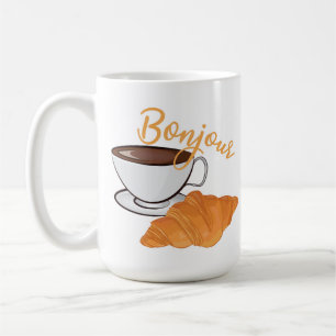 Taza De Café Bonjour Croissant Coffee Breakfast - Café francés