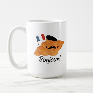 Taza De Café Bonjour Croissant francés - Comida divertida en Fr