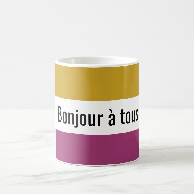 Taza De Café Bonjour French Hello Todos (Centro)