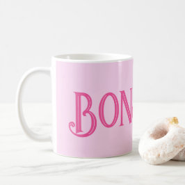 Taza De Café Bonjour rosada Pastel Café Rosa Mug