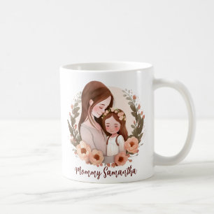 Taza De Café Bono de mamá y hija adorables - Marco floral