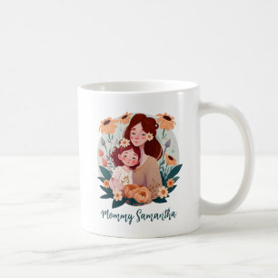 Taza De Café Bono de mamá y hija adorables - Marco floral (3)