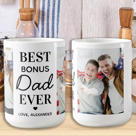 Taza De Café BONUS DAD Personalizada 2 Día del Padre de Fotos
